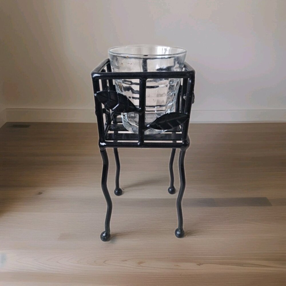 METAL AND GLASS CANDLE HOLDER